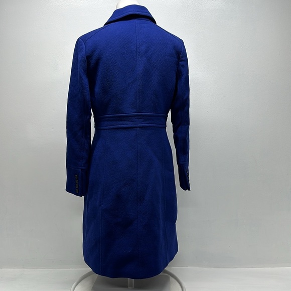 J Crew Classic Lady Day Coat Jacket Italian Double-cloth Wool Blue Size 4P - Picture 5 of 8